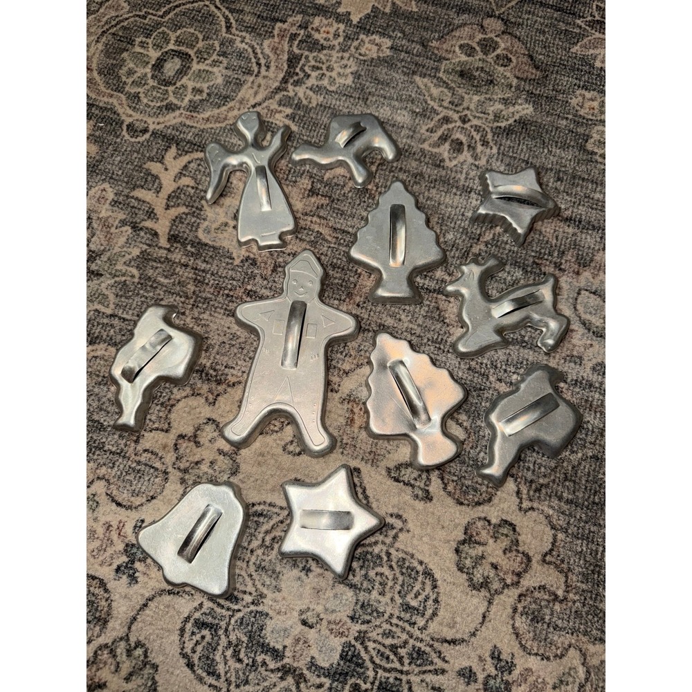 Vintage Aluminum Cookie Cutters Christmas Mid Century
